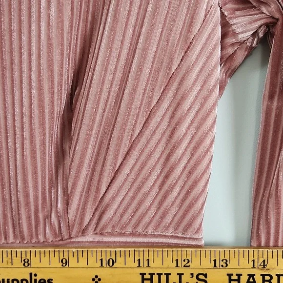 Dynamite Pink Ribbed Velvet Midi Dress – Long Sleeve Bodycon - Picture 11 of 15